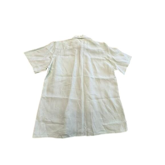 "PRONTO-UOMO" Men's 100% Linen Button Up Lt. Grn Top SZ L Beach Poolside Summer - Picture 7 of 8